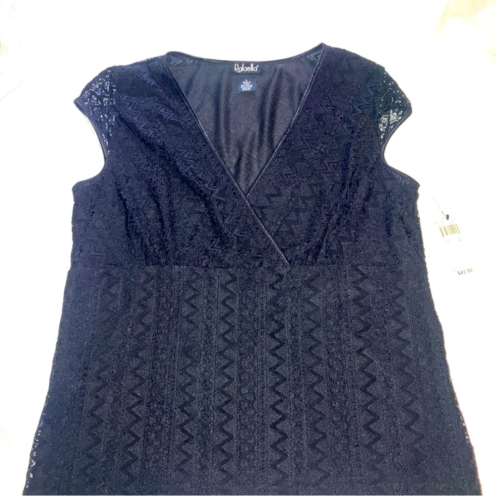 Rafaella Novelty Knits Tank Top Black Double Layer Size Large